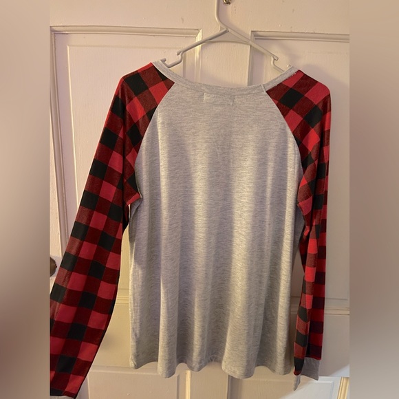 Buffalo Plaid Cow Christmas Long Sleeve - Picture 2 of 3